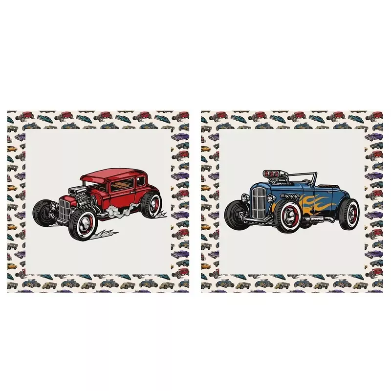 Vintage Roadsters Pillow Panels – Tan