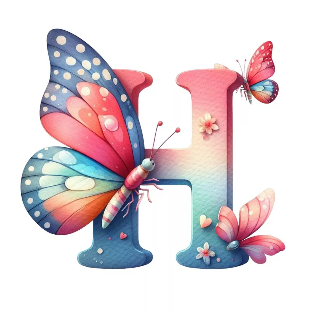 watercolor-butterfly-letter-h-fabric-panel Watercolor Butterfly Letter ”H” Fabric Panel