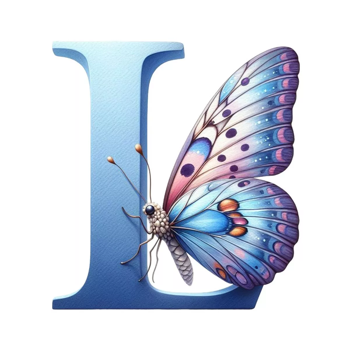 watercolor-butterfly-letter-l-fabric-panel Watercolor Butterfly Letter ”L” Fabric Panel