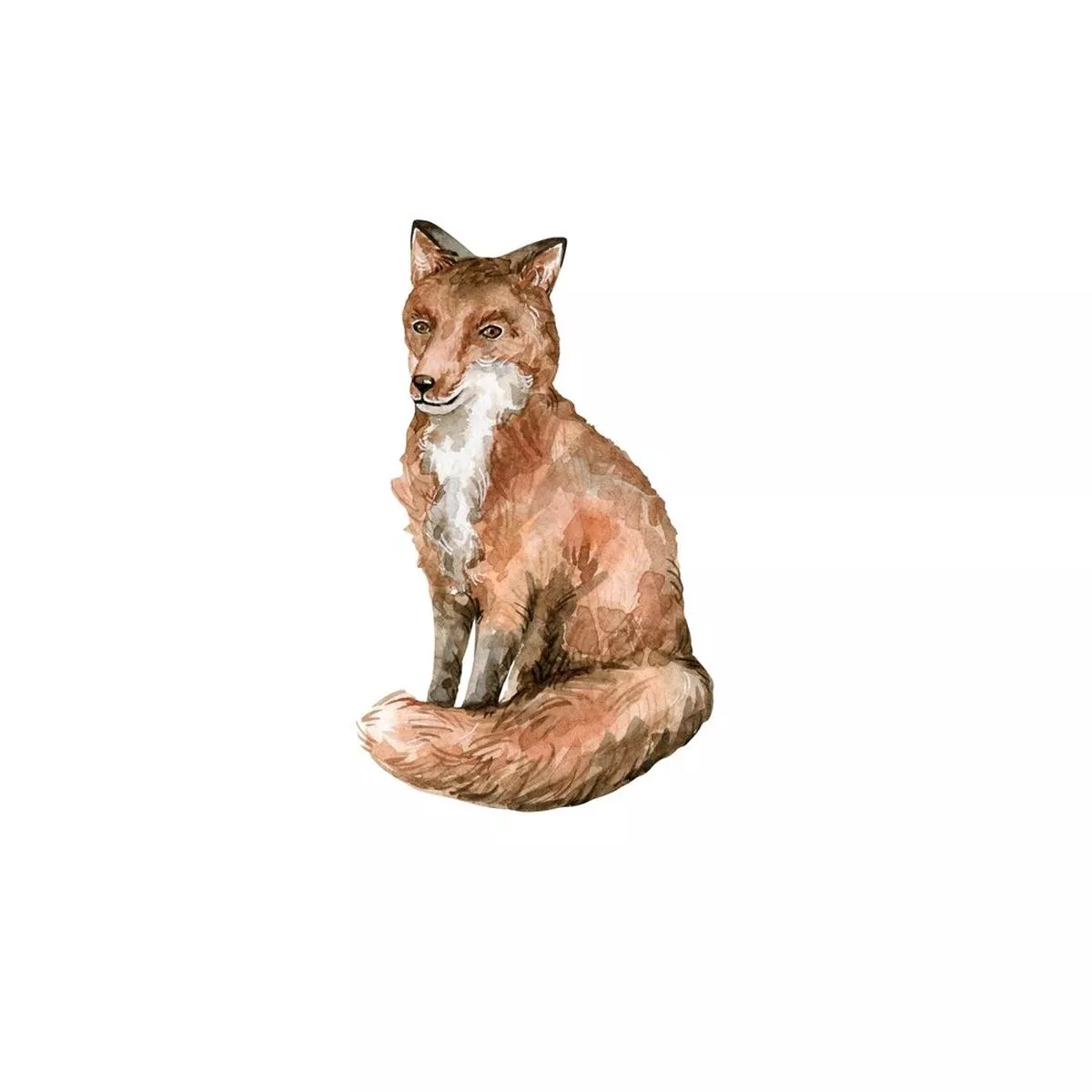 watercolor-red-fox-fabric-panel Watercolor Red Fox Fabric Panel