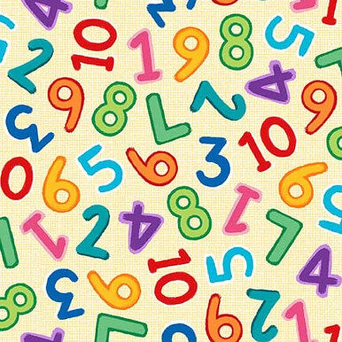 zoo-crew-tossed-numbers-butter-yellow-yardage Zoo Crew – Tossed Numbers – Butter Yellow – Yardage